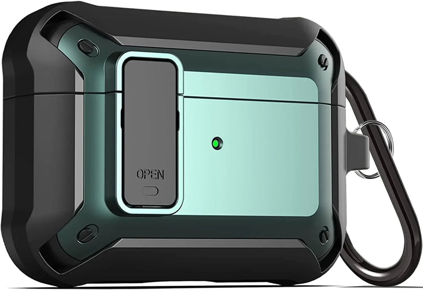 For Airpods 4/Pro 2/AirPods 1/2/3 Case with Lock, Rugged Shell Military Armor Protective Cover Wireless Earphone With Keychain