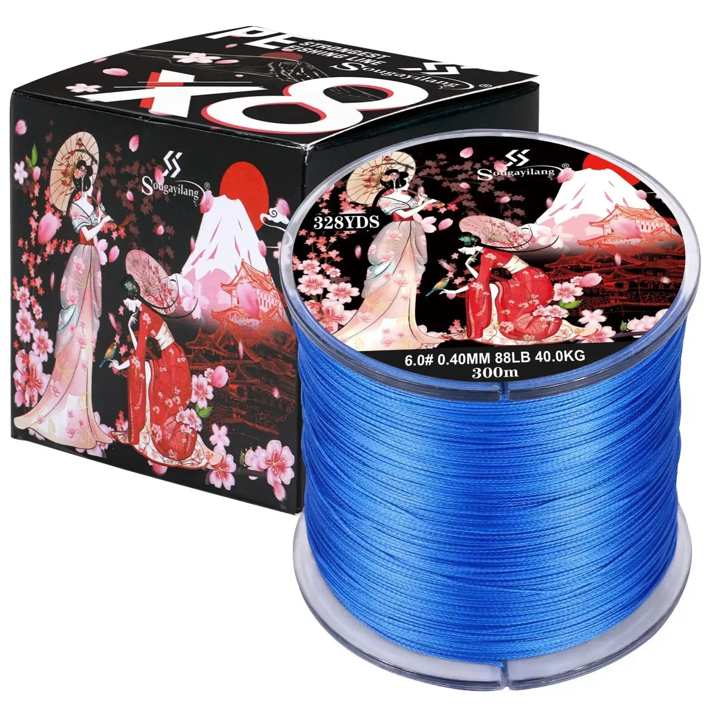 Sougayilang Braided Fishing Line X8 100/300 Drag 22~88LB Multifilament Japanese PE Line for Bass Pike Carp Fishing Accessories