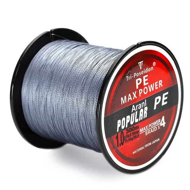 Brand TriPoseidon Series 300M 330Yards PE Braided Fishing Line 4 stands 8 10 20 60LB Multifilament Fishing Line