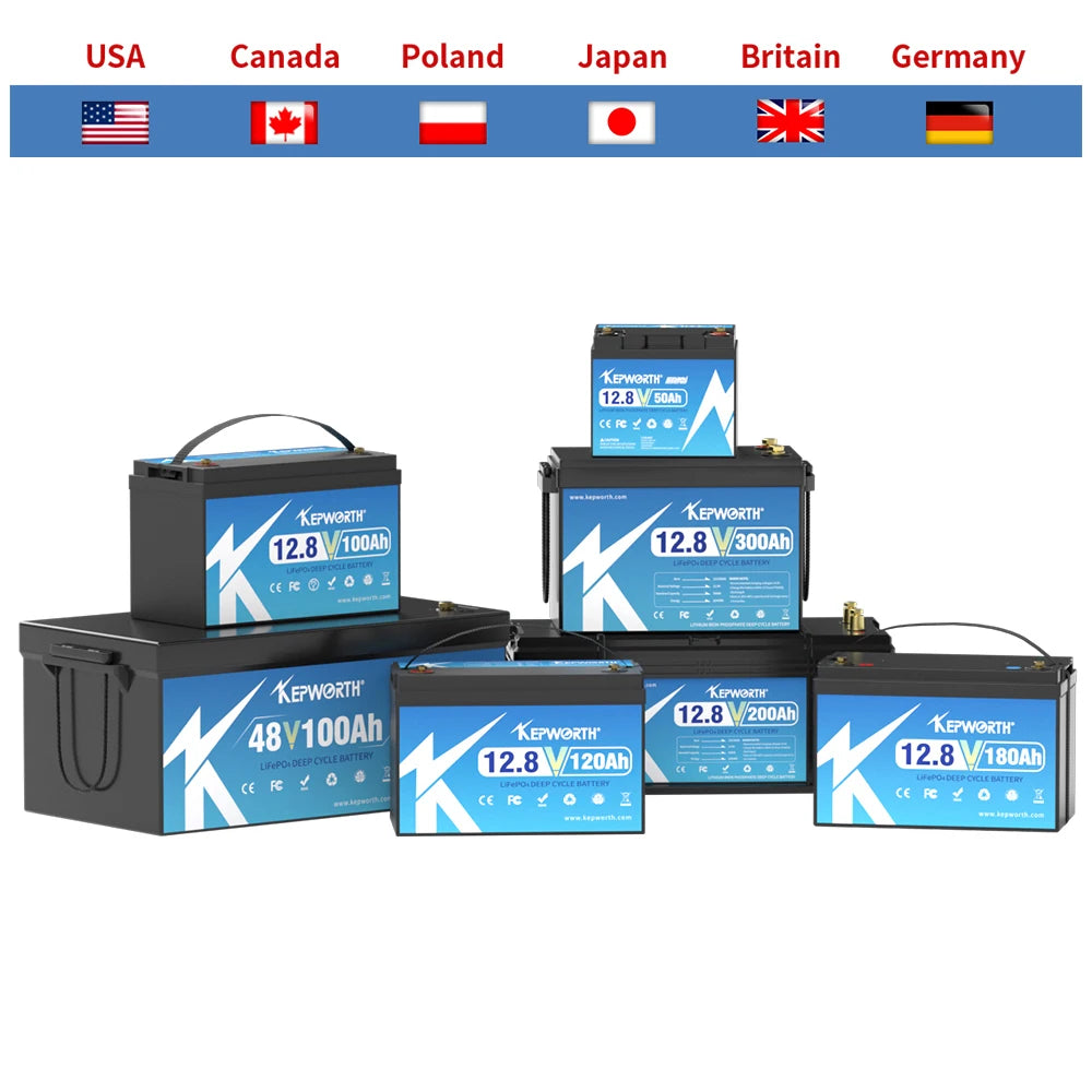 12V 24V 100Ah 120Ah 135Ah 300Ah LiFePO4 Lithium Iron Phosphate Battery With BMS  For Golf Cart EV RV Solar Energy Trolling Motor