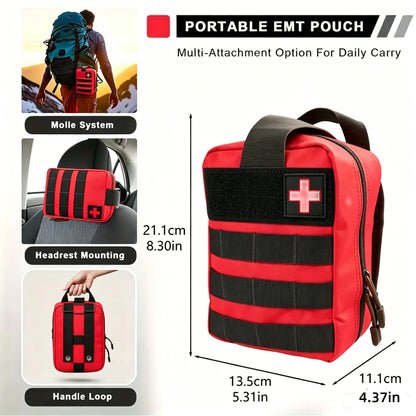 363pcs First Aid Kit Bag All Purpose Emergency Survival Home Car Office Travel Camping Outdoor Boating Essential Medical Bag