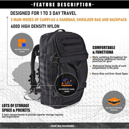 LQARMY 25L 45L 80L Sport Travel Bag Molle Tactical Backpack Gym Fitness Bag Large Duffle Bags for Camping Hunting Fishing