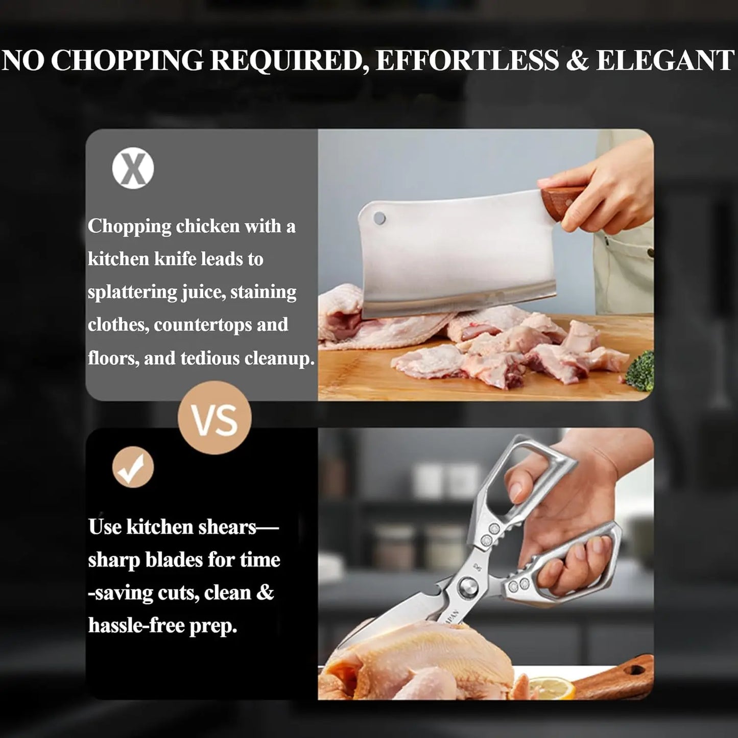 Kitchen Scissors, All Purpose，Ultra Sharp Meat Scissors，Heavy Duty Silver Cooking Scissor，Dishwash Safe Stainless Steel Kitchen Shears for Food, Chicken Bones, Turkey