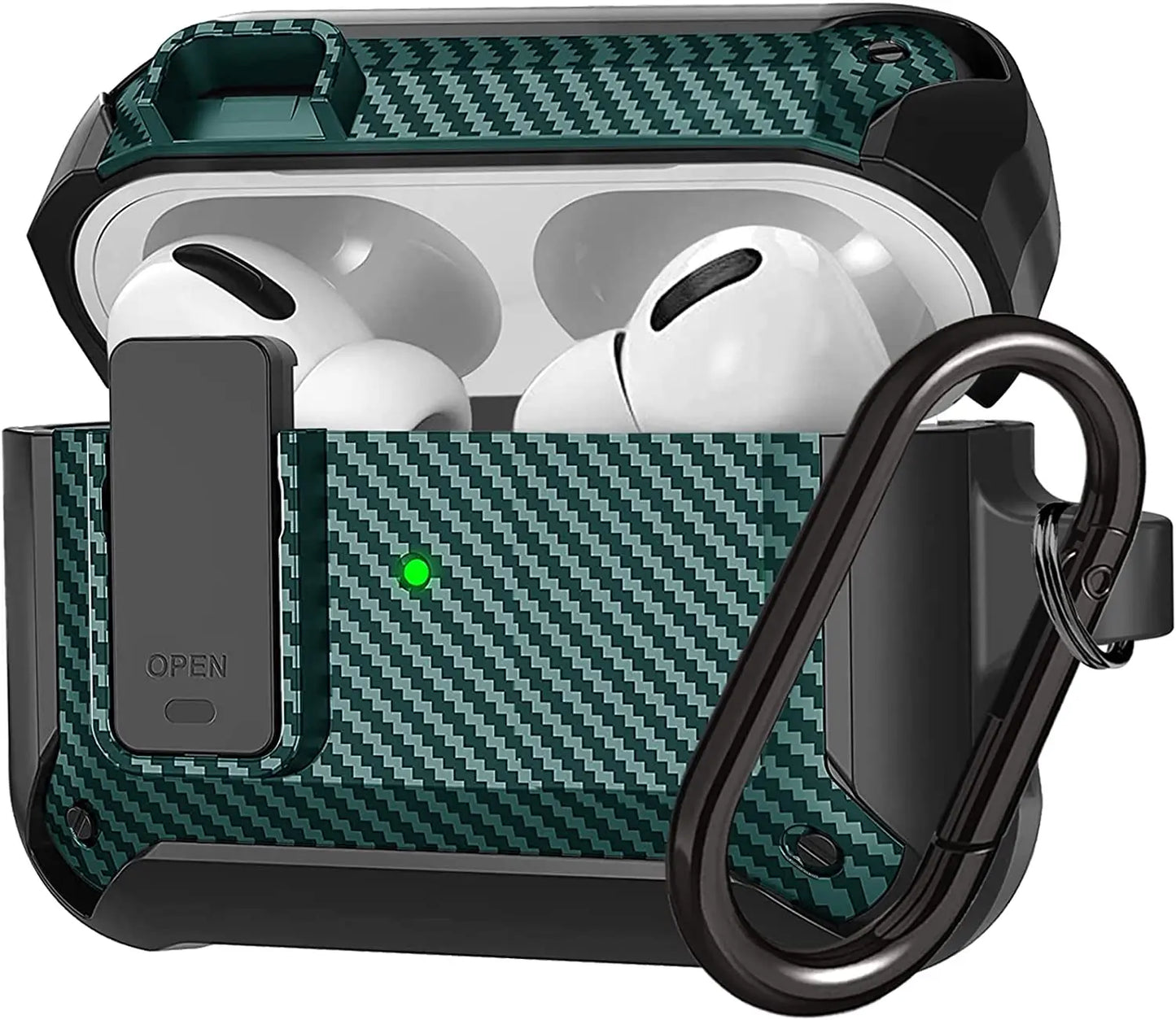 Switch Earphone for Airpods Pro 2/AirPods 1/2/3 Case, Carbon Fiber Design Shockproof Full-body Protection Cover with Keychain