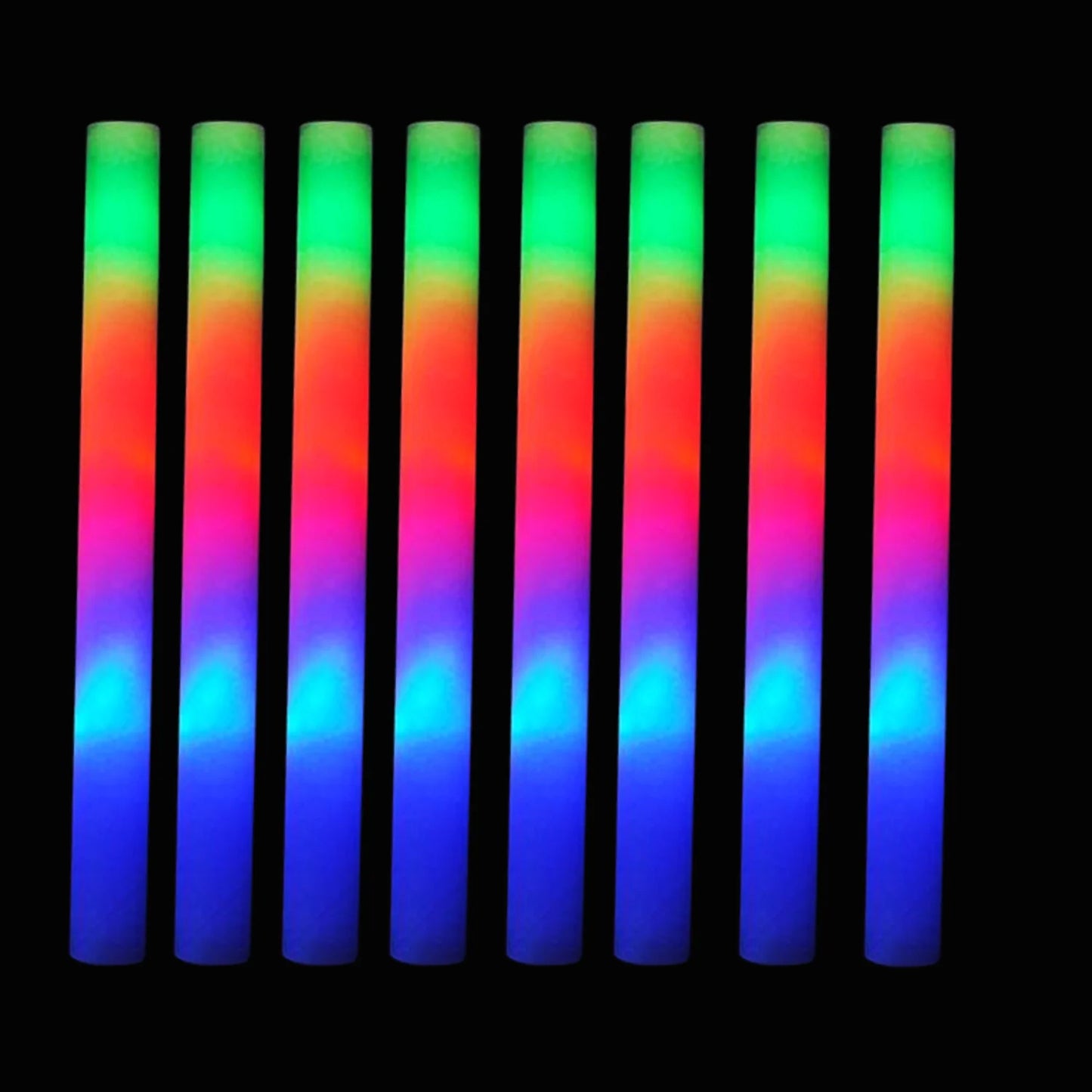 10/20/30/40/50/60pcs Customizable Colorful RGB LED Glow Sticks Glow Foam Stick Wedding Halloween Christmas Party Decoration