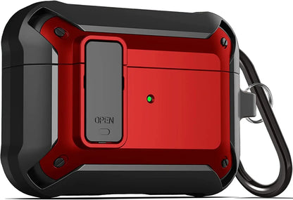 For Airpods 4/Pro 2/AirPods 1/2/3 Case with Lock, Rugged Shell Military Armor Protective Cover Wireless Earphone With Keychain