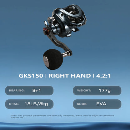 Soloking Arcrox BaitCasting Fishing Reel 4.2:1 Low Gear Ratio Saltwater Baitcasting reel 8KG Max Drag 8+1 Bearings Fishing Reels