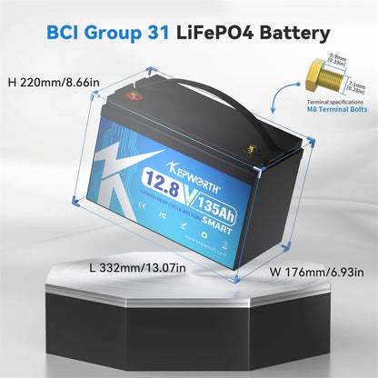 12V 24V 100Ah 120Ah 135Ah 300Ah LiFePO4 Lithium Iron Phosphate Battery With BMS  For Golf Cart EV RV Solar Energy Trolling Motor
