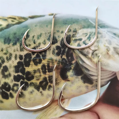 100pcs Saltwater Fishing Hooks Bright Tin Barbed Slow Jig Fishhooks Single Jigging Hook Sea Fishing Supplies Accessories Pesca