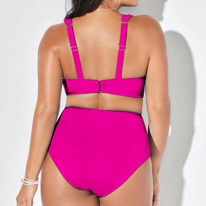Solid Oversized Swimwear Women'S Split Two Piece Swimsuit High Waisted Sexy Bikini Summer Beach Swimming Suits Female Holiday