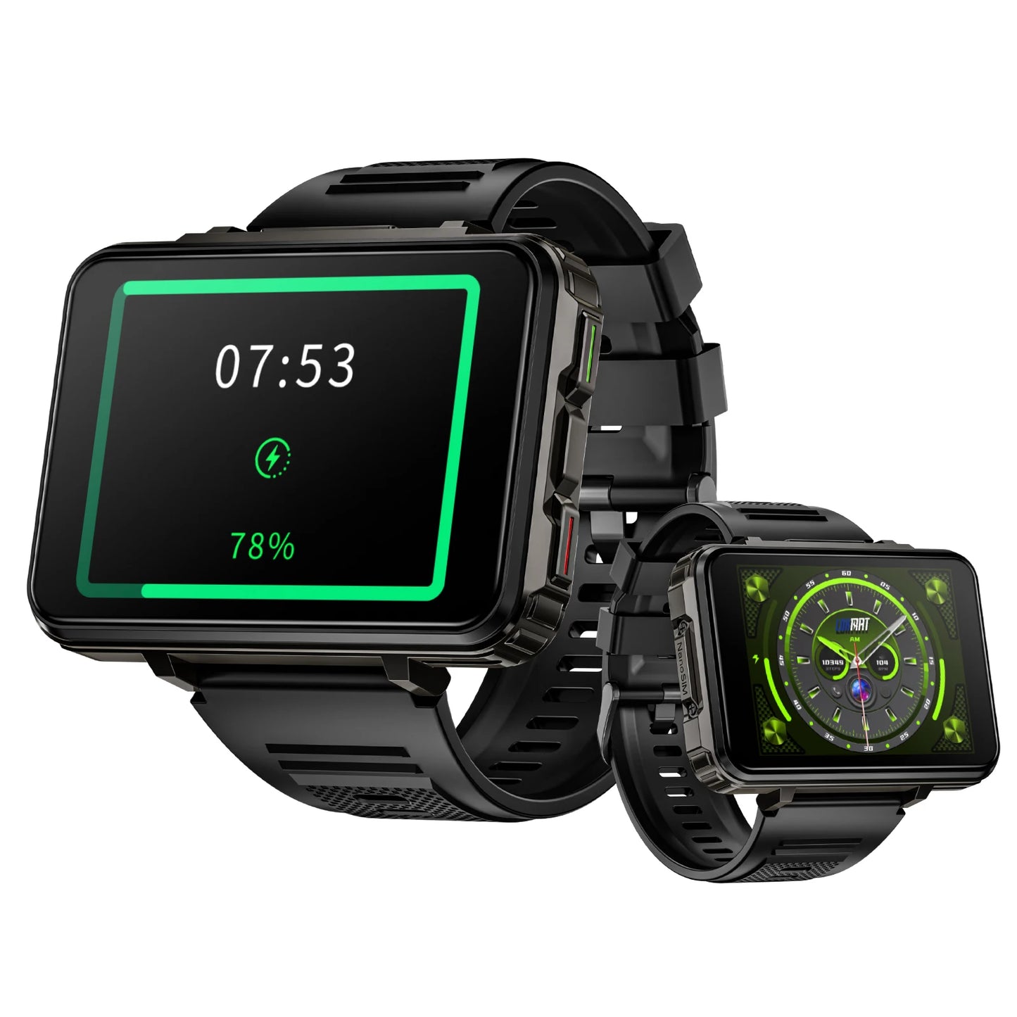 LOKMAT APPLLP 5 MAX Android Watch Phone Square Big Screen Wifi 4G Calls Smartwatches Dual Camera with Flashlight Gaming Watch