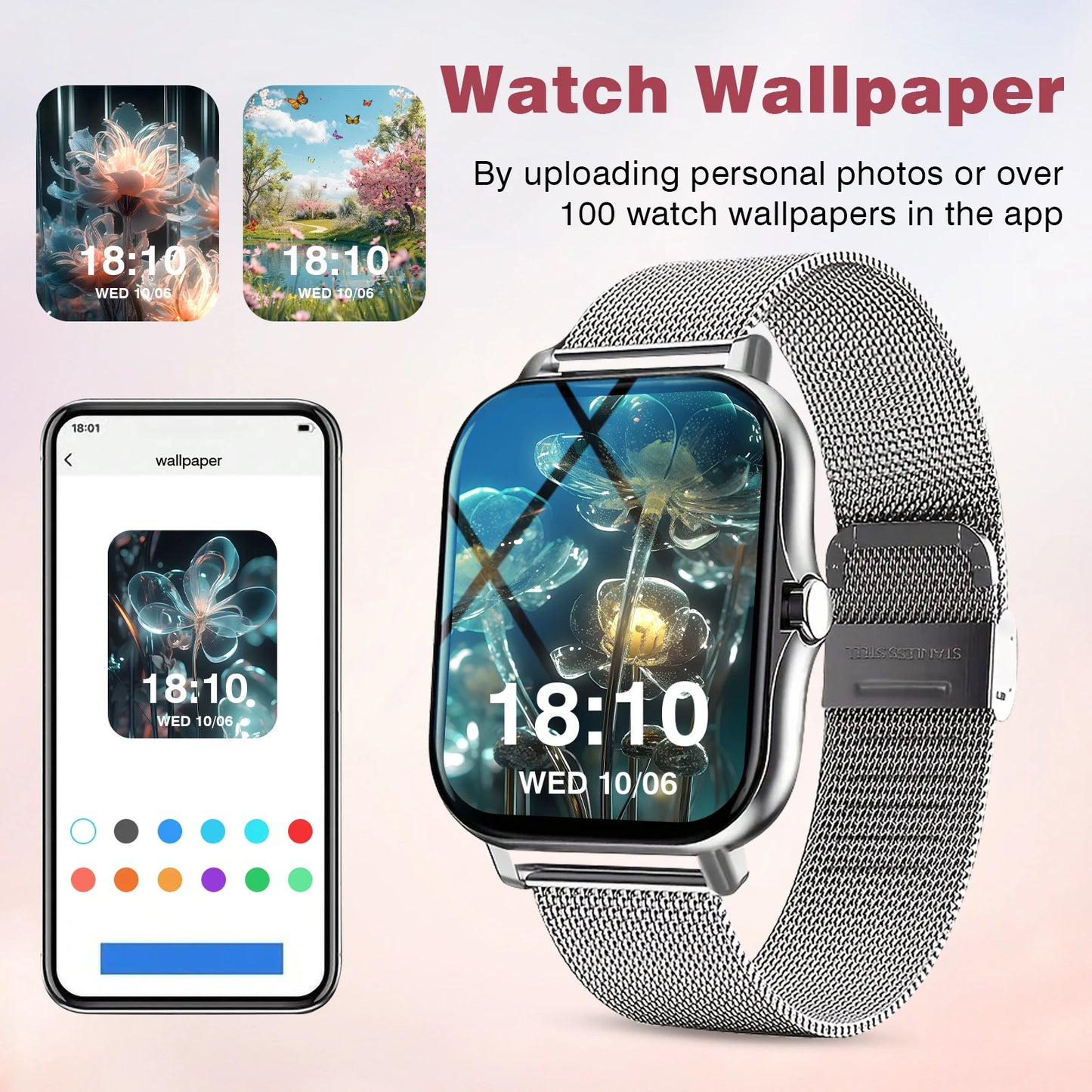 Smartwatch, phone answering/calling, multi-sport mode, message reminder view, suitable for men/women