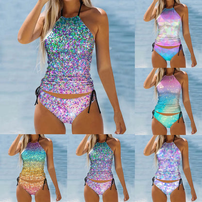 Sports Bra Swimsuits for Women Women's Separate Gradient Star Print Swimsuit Tankini Womens Board Shorts Set for Swimming