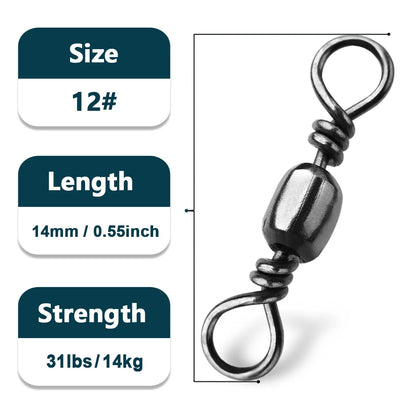 Fishing Barrel Swivels 50~200Pcs High Strength Catfish Lures Solid Ring Fishing Line Connector Rolling Fishing Swivels Tackle