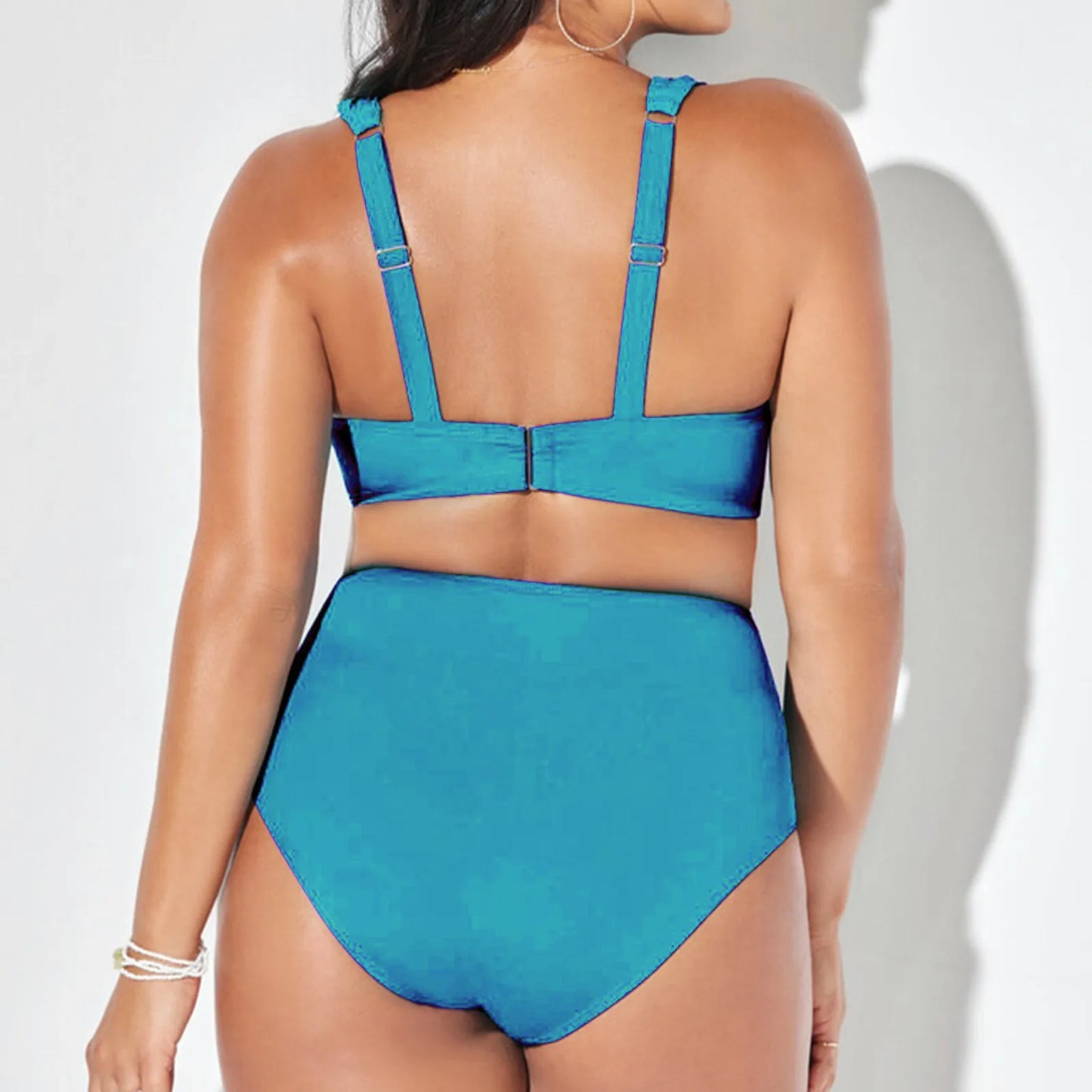 Solid Oversized Swimwear Women'S Split Two Piece Swimsuit High Waisted Sexy Bikini Summer Beach Swimming Suits Female Holiday
