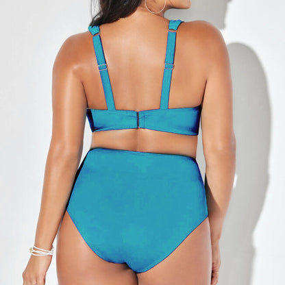 Solid Oversized Swimwear Women'S Split Two Piece Swimsuit High Waisted Sexy Bikini Summer Beach Swimming Suits Female Holiday