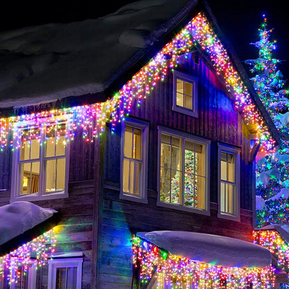 Led Icicle String Lights 4m Street Garland On The House 8 Modes Christmas Lights Outdoor For New Year Christmas Decoration