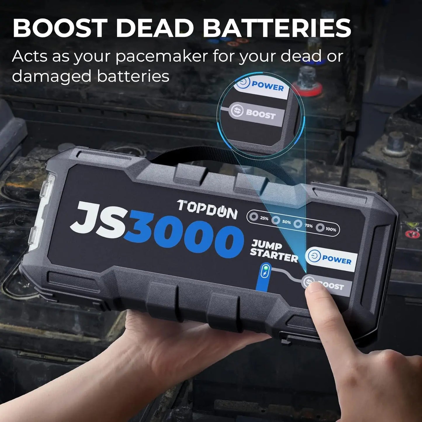 Topdon Jump Starter JS3000/JS2000Pro 3000A/2500A/1500A/1200A Power Bank 12V Car Starting Device  for Booster TOPDON JS 3000