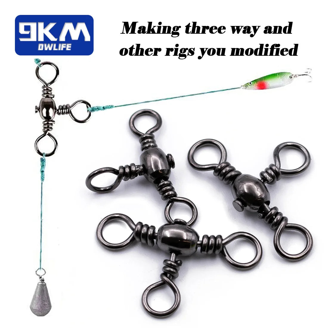 3 Way Swivels 25~50Pcs Swivels Fishing Tackle Catfish Tackle Stainless Brass Catfish Surf Rigs Saltwater Fishing Barrel Swivels