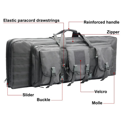 32 38 42 48 inch Tactical Double Rifle Case Molle Rifle Bag Sniper Airsoft Gun Case Backpack Hunting Gun Holster