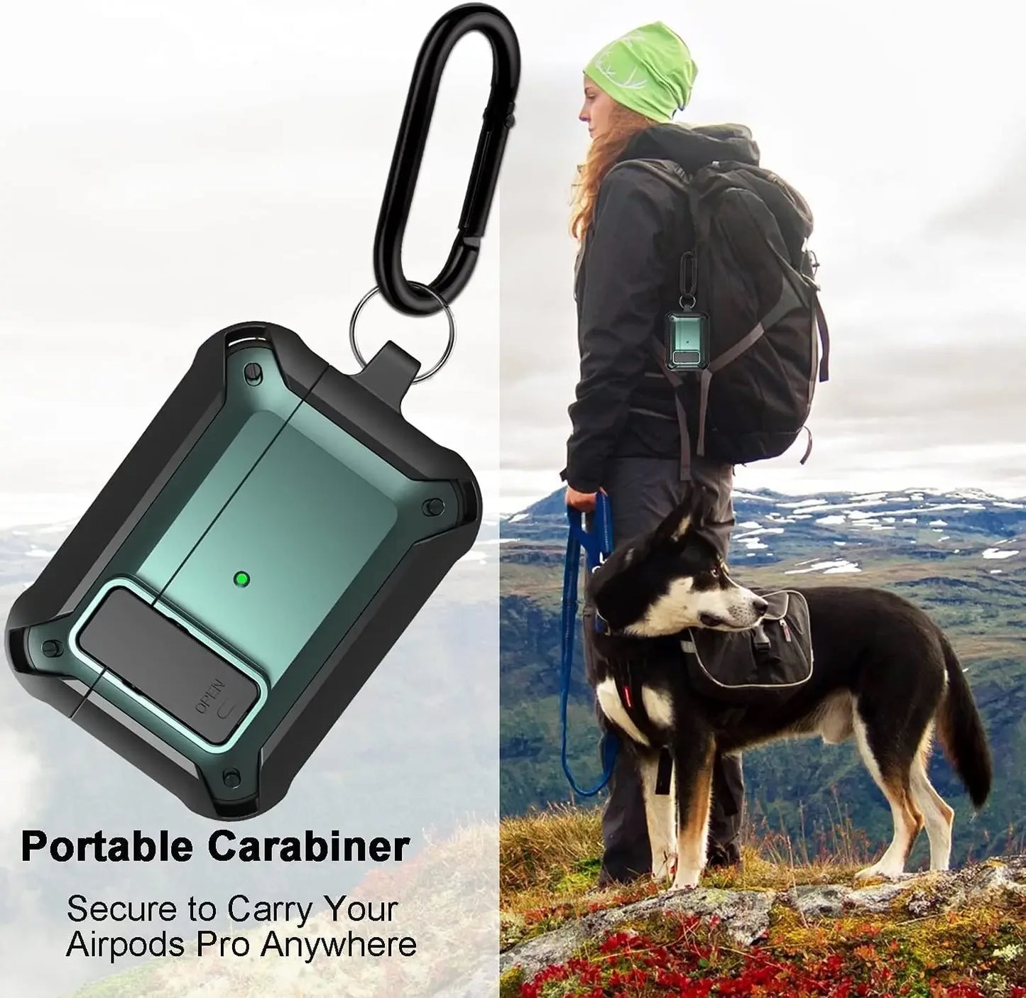 For Airpods 4/Pro 2/AirPods 1/2/3 Case with Lock, Rugged Shell Military Armor Protective Cover Wireless Earphone With Keychain
