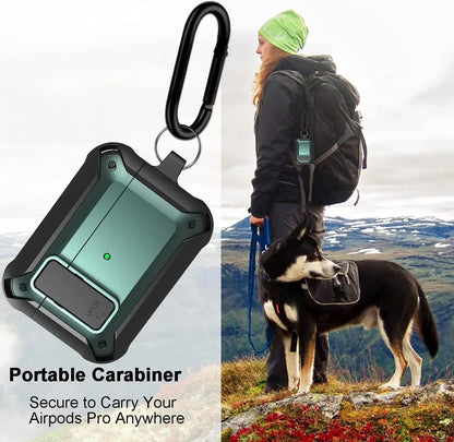 For Airpods 4/Pro 2/AirPods 1/2/3 Case with Lock, Rugged Shell Military Armor Protective Cover Wireless Earphone With Keychain