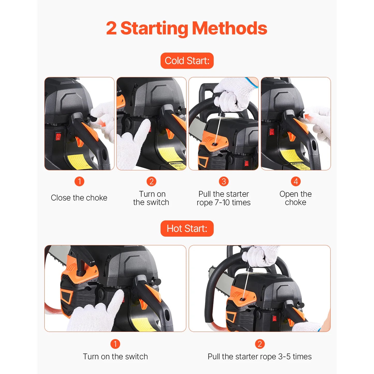 SucceBuy 62 cc Gas Chainsaw 20 in Gas Powered Chainsaw 3.8 HP Power Chain Saw with  Handle with Dual Fuel Tanks For Wood Cutting