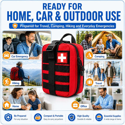 363pcs First Aid Kit Bag All Purpose Emergency Survival Home Car Office Travel Camping Outdoor Boating Essential Medical Bag