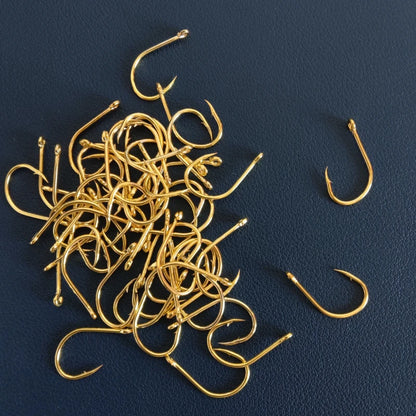 100pcs Fishing Hooks Eyed Circle Golden Hook Barbed Fishhook for Carp Fishing Material Goods Accessories Pesca Fishhook Tools