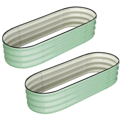 2 Pcs 4.5x2x1ft Oval Raised Garden Bed, Galvanized Raised Beds,Open-Ended Base Metal Raised Planter Beds,Garden Bed Outdoor