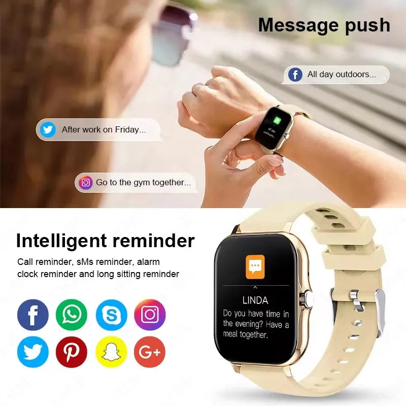 New Smart Watch Android IOS Phone 1.44‘’ Color Screen Bluetooth Call Blood Oxygen/Pressure Monitoring Smart Watch Women Men ht30