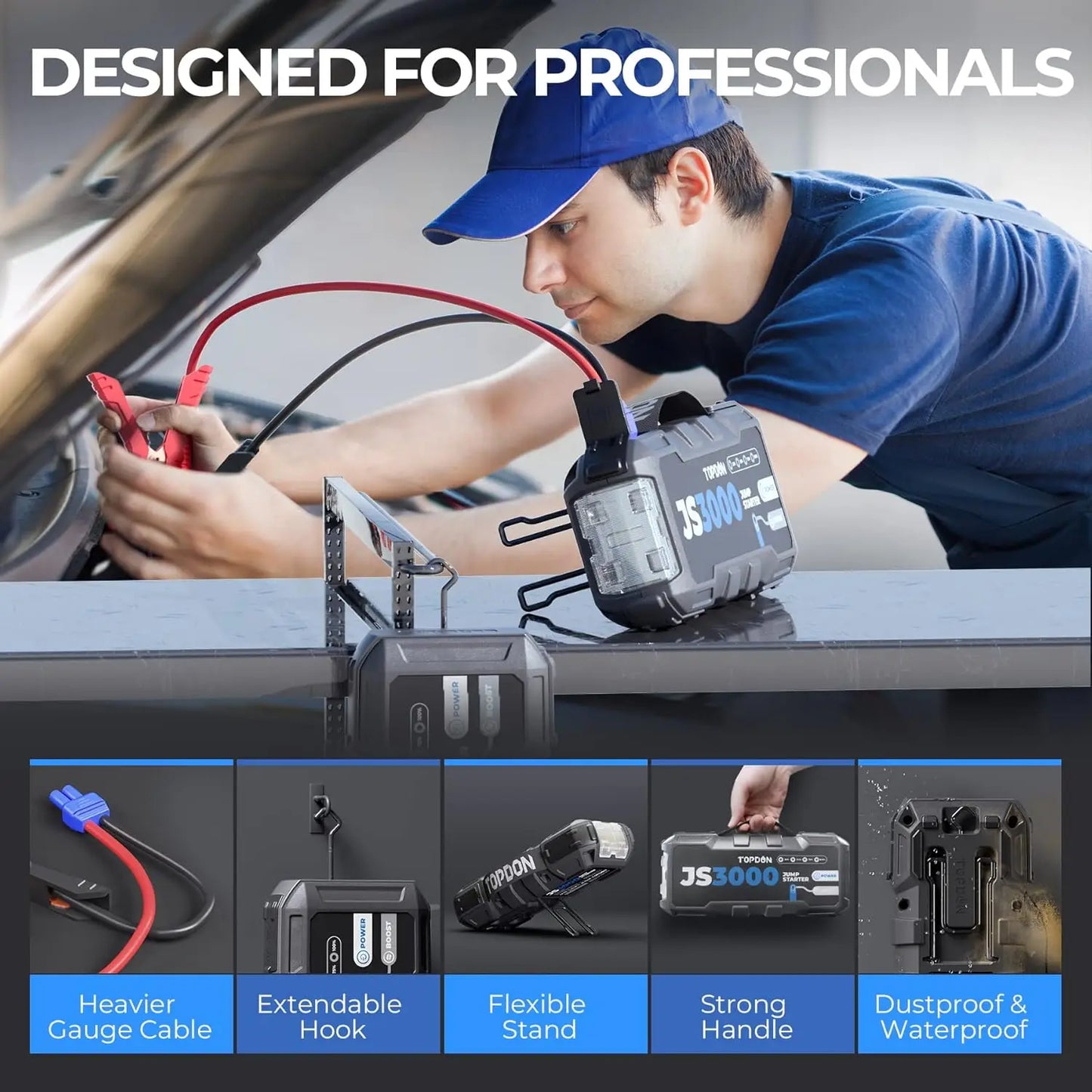 Topdon Jump Starter JS3000/JS2000Pro 3000A/2500A/1500A/1200A Power Bank 12V Car Starting Device  for Booster TOPDON JS 3000