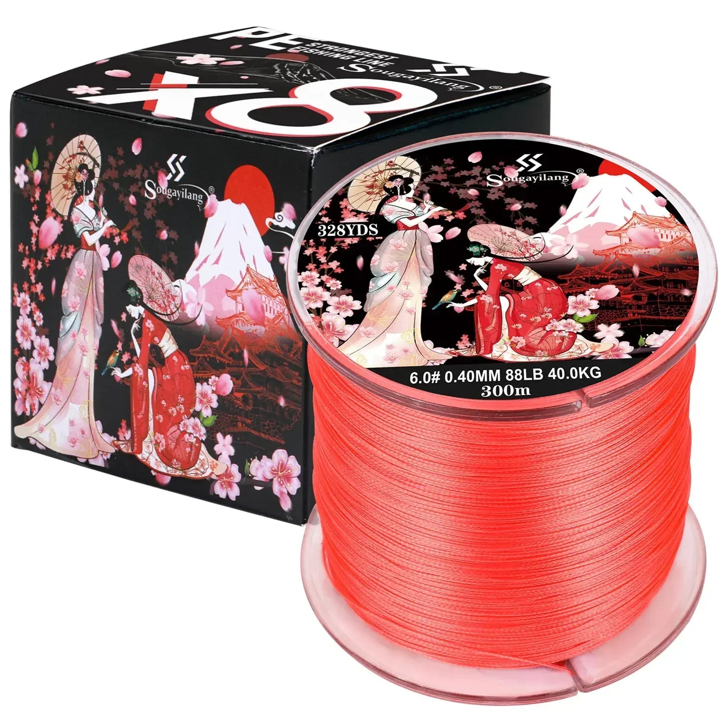 Sougayilang Braided Fishing Line X8 100/300 Drag 22~88LB Multifilament Japanese PE Line for Bass Pike Carp Fishing Accessories