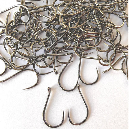 100 Pcs #1-#10 Freshwater Fishing Hooks Carp Fishhooks Non-barb Hooks Kit Jigging Bait Carp Fishing Hook Black Eye Circle pesca
