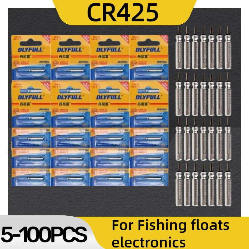 5-100PCS CR425 Fishing Float Battery High Brightness Night Fishing Luminous Battery for Electronic Floats Tackle Accessories