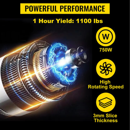 SucceBuy 500Kg/H Electric Meat Slicer 750W Commercial Meat Cutter 3mm Stainless Steel Blade Food Cutting Slicing Kitchen Machine
