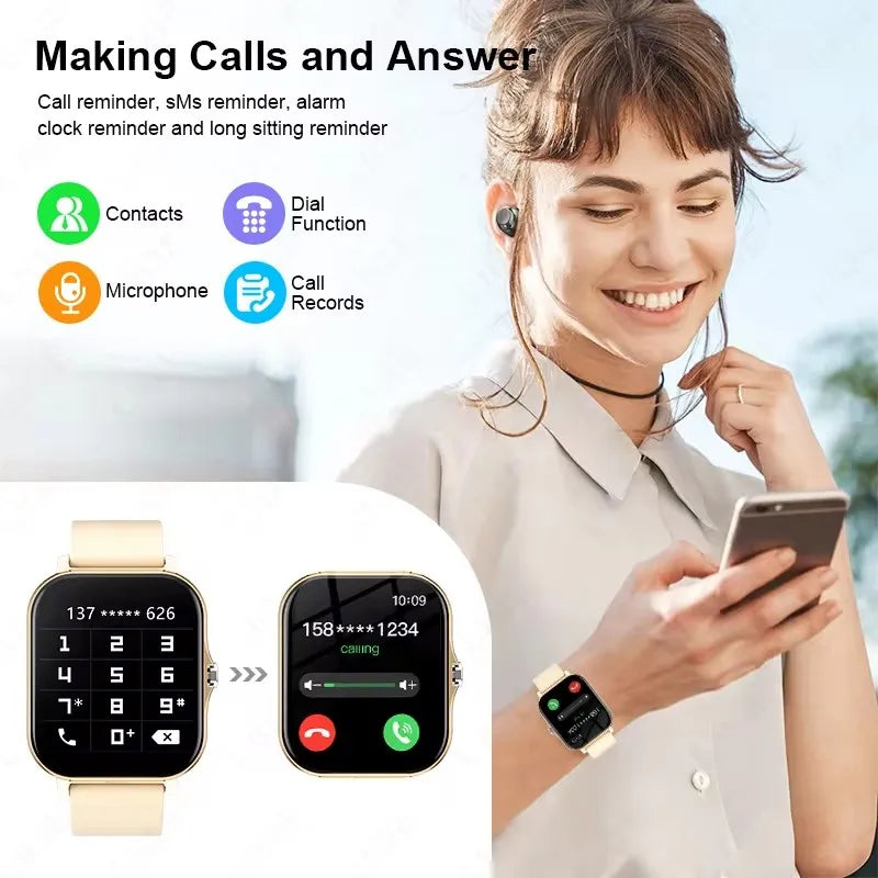 New Smart Watch Android IOS Phone 1.44‘’ Color Screen Bluetooth Call Blood Oxygen/Pressure Monitoring Smart Watch Women Men ht30
