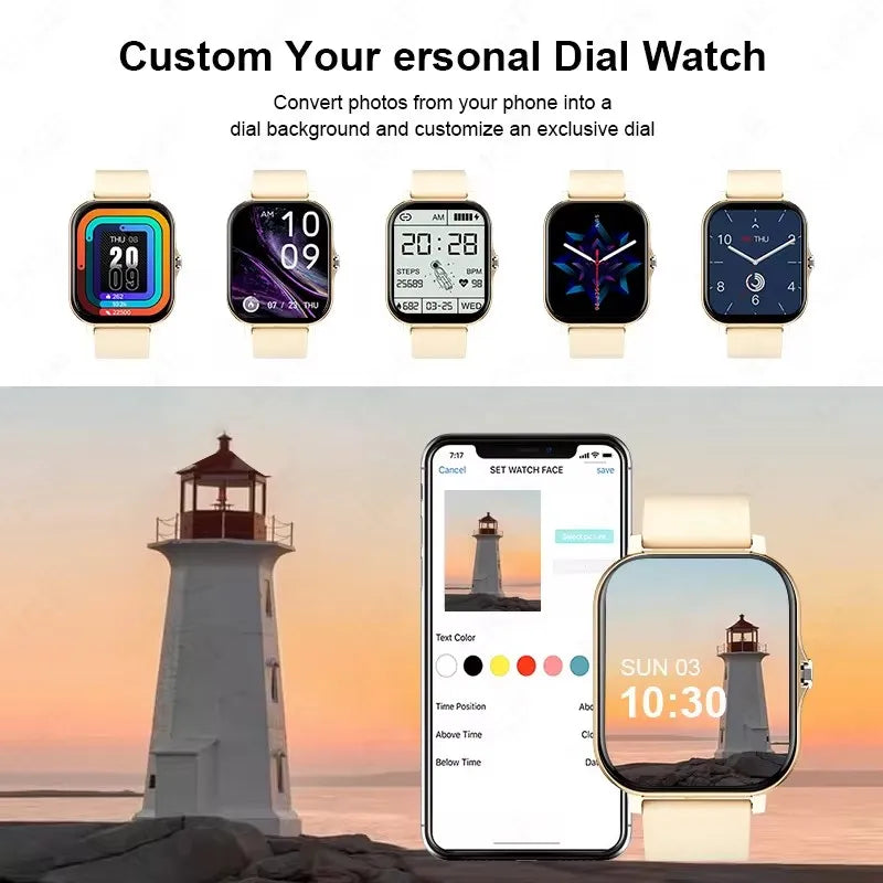 New Smart Watch Android IOS Phone 1.44‘’ Color Screen Bluetooth Call Blood Oxygen/Pressure Monitoring Smart Watch Women Men ht30
