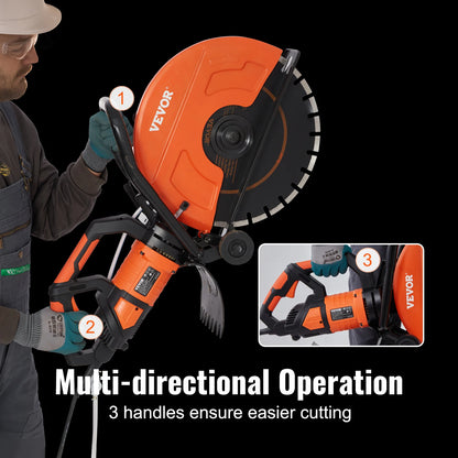 SucceBuy Electric Concrete Saw 16 in 3200 W 15 A Motor Circular Saw Cutter with Max. 6 in Adjustable Cutting Depth Wet Disk Saw