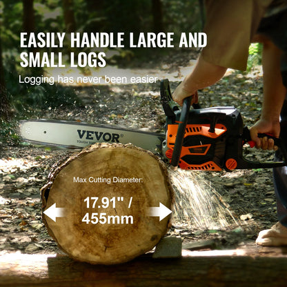SucceBuy Gas Chainsaw 58CC 20" 3.22HP Handheld Cordless Petrol Chainsaws for Tree Wood Branch Farm  Ranch Forest Cutting Use