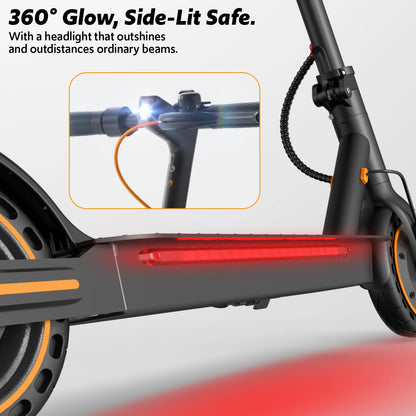 Electric Scooter for Adults, 550W Peak Motor & 19-Mile Range, 360° Lighting, Foldable E-Scooter with App Control