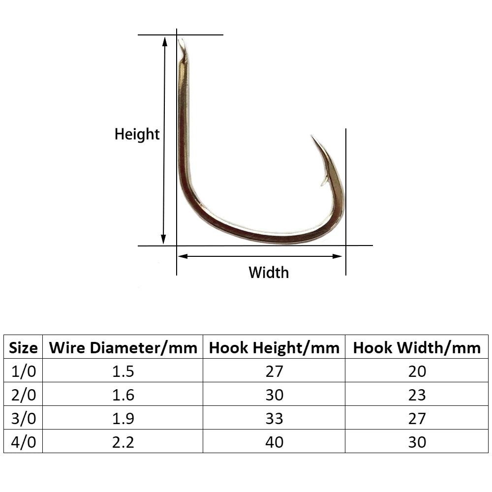 100pcs Saltwater Fishing Hooks Bright Tin Barbed Slow Jig Fishhooks Single Jigging Hook Sea Fishing Supplies Accessories Pesca