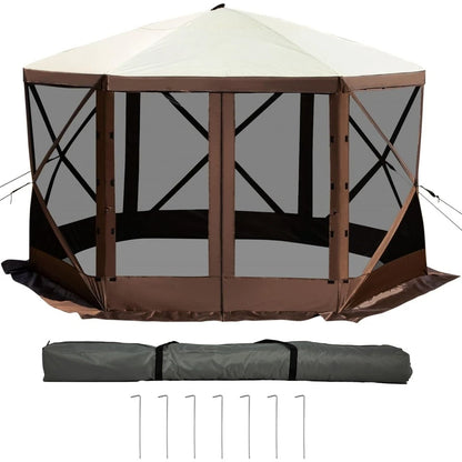 VEVOR 12 * 12ft 6 Sided Pop-up Canopy Shelter Tent with Mesh Windows, Portable Carry Bag, Stakes, Large Shade for
