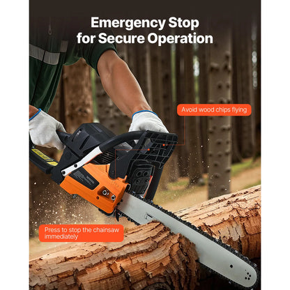 SucceBuy 62 cc Gas Chainsaw 20 in Gas Powered Chainsaw 3.8 HP Power Chain Saw with  Handle with Dual Fuel Tanks For Wood Cutting
