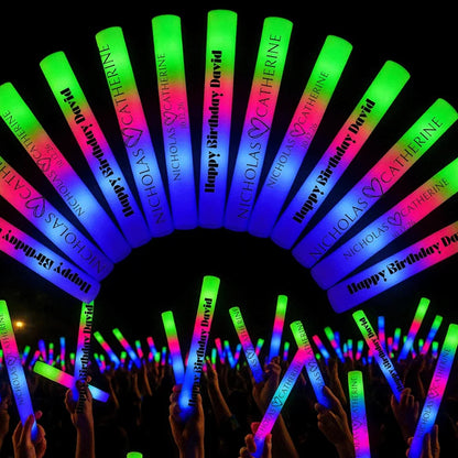 10/20/30/40/50/60pcs Customizable Colorful RGB LED Glow Sticks Glow Foam Stick Wedding Halloween Christmas Party Decoration