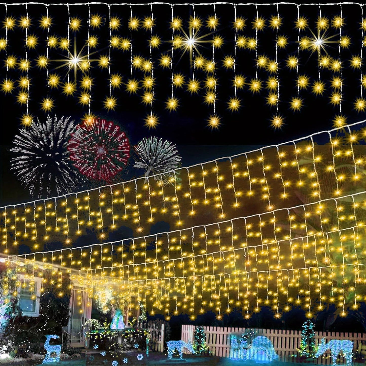 Christmas Decoration 2024/2025 icicle Led Curtain Lights for Outdoor Droop 0.4/0.5/0.6M Christmas Lights for home New Year 2025
