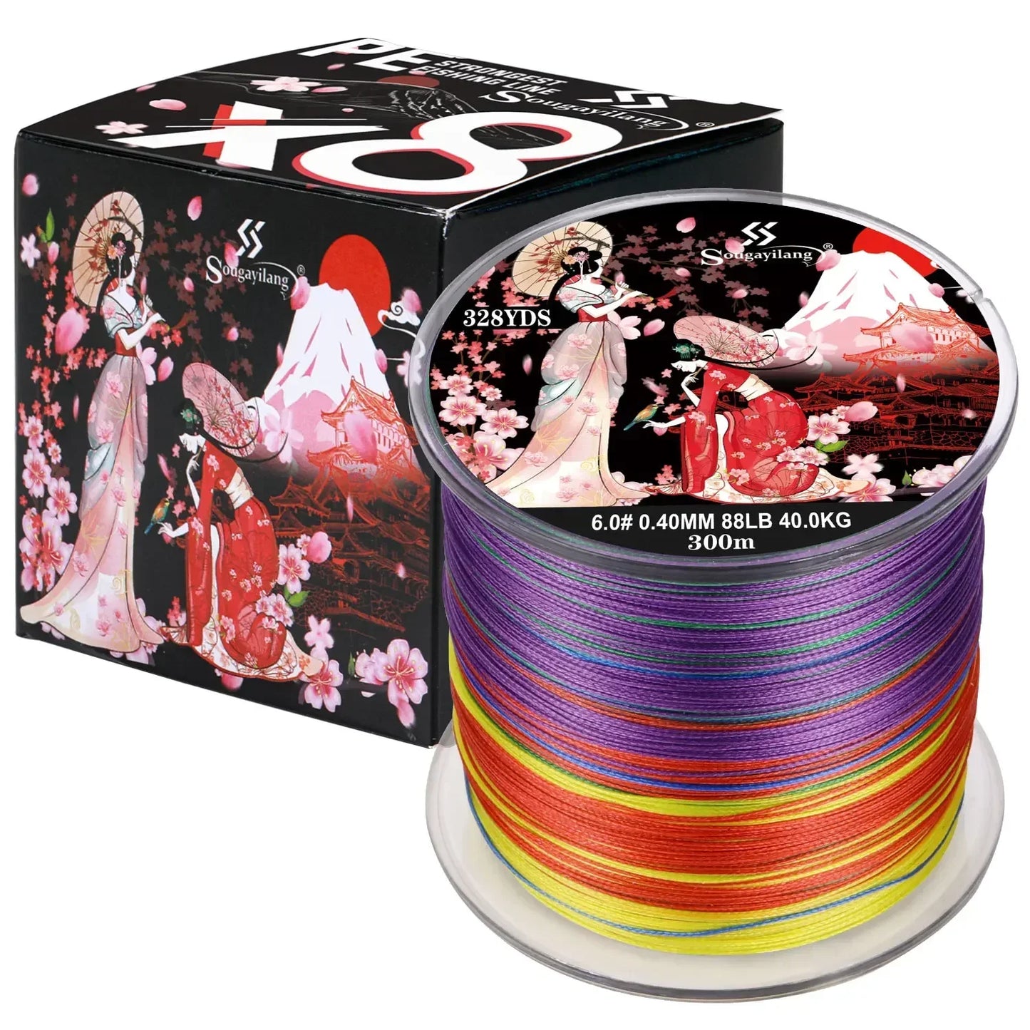Sougayilang Braided Fishing Line X8 100/300 Drag 22~88LB Multifilament Japanese PE Line for Bass Pike Carp Fishing Accessories