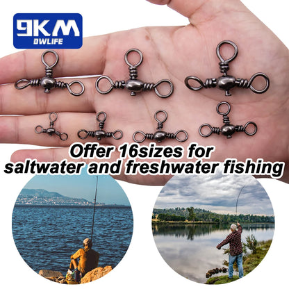 3 Way Swivels 25~50Pcs Swivels Fishing Tackle Catfish Tackle Stainless Brass Catfish Surf Rigs Saltwater Fishing Barrel Swivels