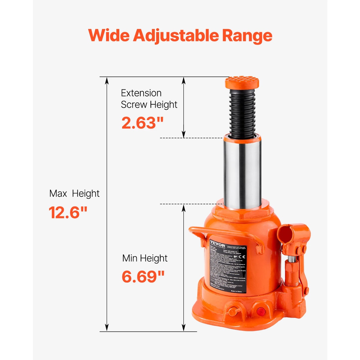 SucceBuy Hydraulic Bottle Jack 20/30/50 Ton Welded Bottle Jack with 3-Section Long Handle for Car Pickup Truck RV Auto Repair