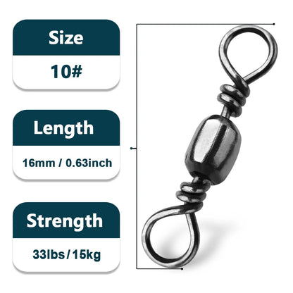 Fishing Barrel Swivels 50~200Pcs High Strength Catfish Lures Solid Ring Fishing Line Connector Rolling Fishing Swivels Tackle